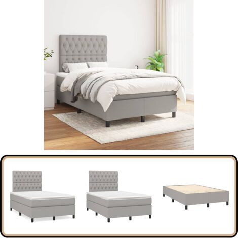 Boxspringbett mit Matratze Hellgrau 120x200 cm Stoff - Boxspringbett - Doppelbett - Bettenrahmen - Schlafsystem - Hellgraues Bett