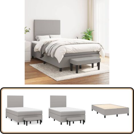 Boxspringbett mit Matratze Hellgrau 120x200 cm Stoff - Boxspringbett - Doppelbett - Bettsofa - Schlafsystem - Hellgraues Bett