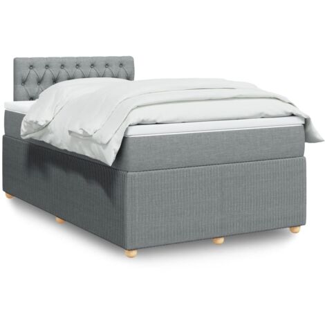 Boxspringbett mit Matratze Hellgrau 120x200 cm Stoff vidaXL