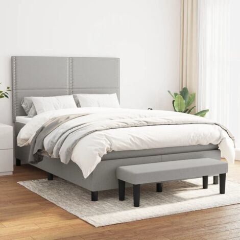 Boxspringbett mit Matratze Hellgrau 140x190 cm Stoff vidaXL