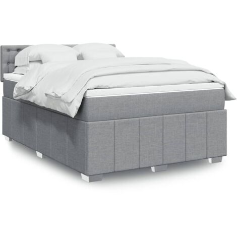 Boxspringbett mit Matratze Hellgrau 140x190 cm Stoff vidaXL