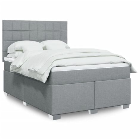 Boxspringbett mit Matratze Hellgrau 140x190 cm Stoff vidaXL