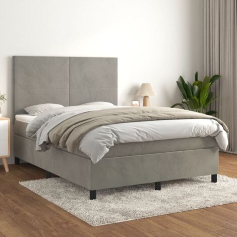 Boxspringbett mit Matratze Hellgrau 140x200 cm Samt vidaXL