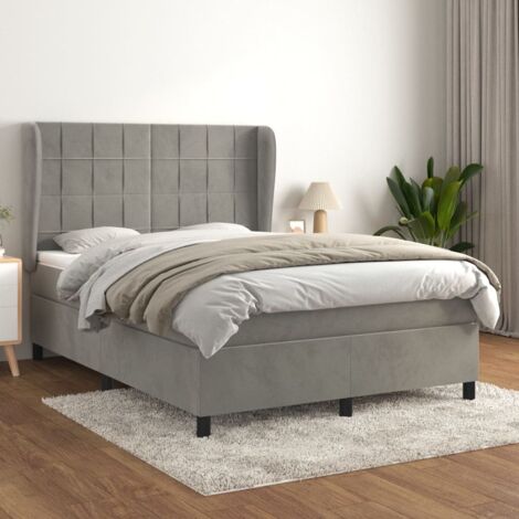 Boxspringbett mit Matratze Hellgrau 140x200 cm Samt vidaXL