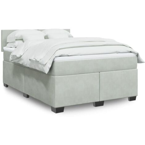 Boxspringbett mit Matratze Hellgrau 140x200 cm Samt vidaXL