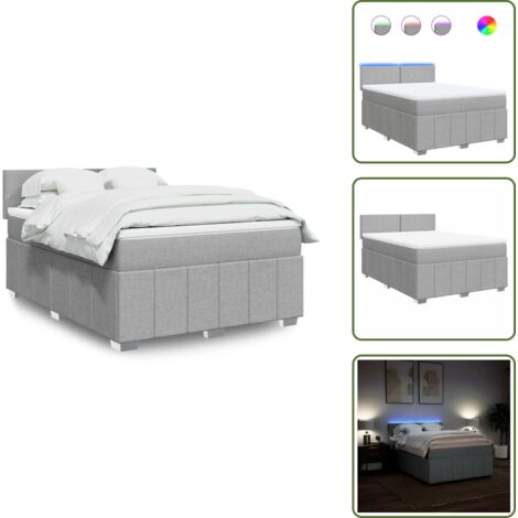 Boxspringbett mit Matratze Hellgrau 140x200 cm Stoff - Boxspringbett - Boxspringbetten - Bett - Bettgestell