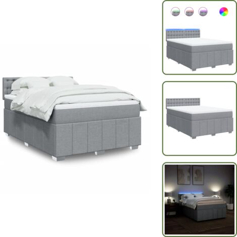 Boxspringbett mit Matratze Hellgrau 140x200 cm Stoff - Boxspringbett - Boxspringbetten - Bett - Bettgestell