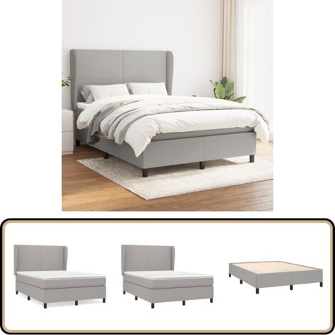 Boxspringbett mit Matratze Hellgrau 140x200 cm Stoff - Boxspringbett - Doppelbett - Bettenrahmen - Lattenrost - Matratze