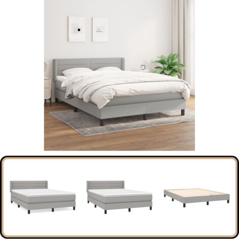 Boxspringbett mit Matratze Hellgrau 140x200 cm Stoff - Boxspringbett - Doppelbett - Bettenrahmen - Lattenrost - Matratze