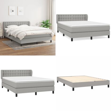 Boxspringbett mit Matratze Hellgrau 140x200 cm Stoff - Boxspringbett - Doppelbett - Bettenrahmen - Lattenrost - Matratze - Home & Living