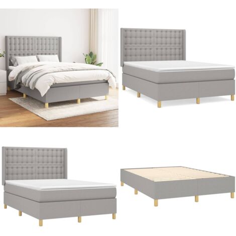 Boxspringbett mit Matratze Hellgrau 140x200 cm Stoff - Boxspringbett - Doppelbett - Bettenrahmen - Lattenrost - Matratze - Home & Living