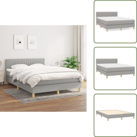 Boxspringbett mit Matratze Hellgrau 140x200 cm Stoff - Boxspringbett - Doppelbett - Bettenrahmen - Matratze - Schlafsystem