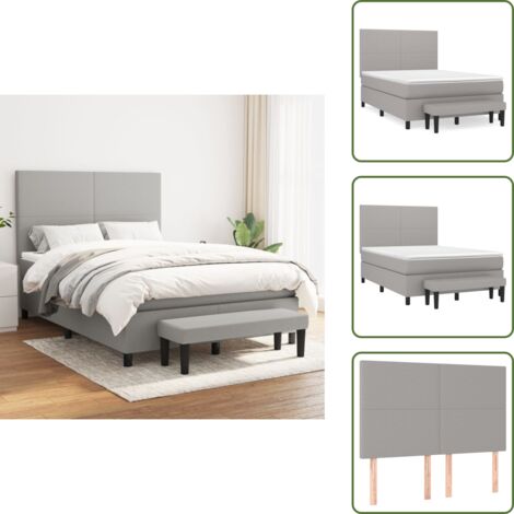 Boxspringbett mit Matratze Hellgrau 140x200 cm Stoff - Boxspringbett - Doppelbett - Bettenrahmen - Schlafsofa - Hellgraues Bett