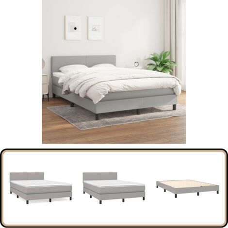 Boxspringbett mit Matratze Hellgrau 140x200 cm Stoff - Boxspringbett - Doppelbett - Bettenrahmen - Schlafsofa - Hellgraues Bett
