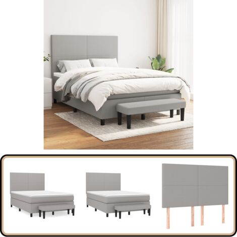 Boxspringbett mit Matratze Hellgrau 140x200 cm Stoff - Boxspringbett - Doppelbett - Bettenrahmen - Schlafsofa - Hellgraues Bett