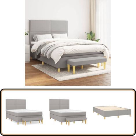 Boxspringbett mit Matratze Hellgrau 140x200 cm Stoff - Boxspringbett - Doppelbett - Bettenrahmen - Schlafsofa - Wohnraumgestaltung