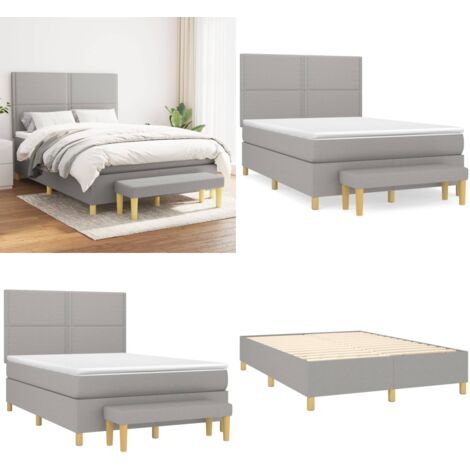 Boxspringbett mit Matratze Hellgrau 140x200 cm Stoff - Boxspringbett - Doppelbett - Bettenrahmen - Schlafsofa - Wohnraumgestaltung - Home & Living