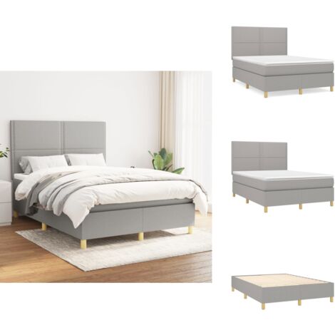 Boxspringbett mit Matratze Hellgrau 140x200 cm Stoff - Boxspringbett - Doppelbett - Bettenrahmen - Schlafsystem - Hellgraues Bett