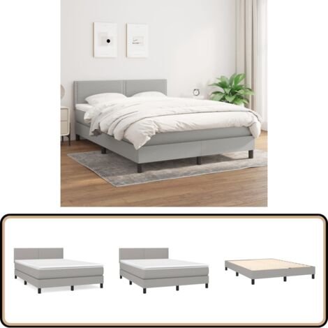 Boxspringbett mit Matratze Hellgrau 140x200 cm Stoff - Boxspringbett - Doppelbett - Bettenrahmen - Schlafsystem - Hellgraues Bett