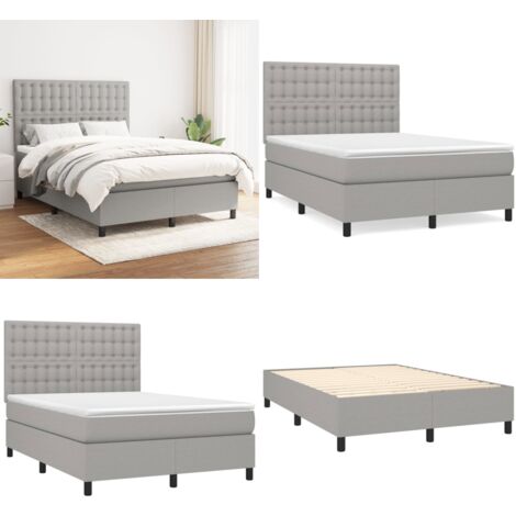 Boxspringbett mit Matratze Hellgrau 140x200 cm Stoff - Boxspringbett - Doppelbett - Bettenrahmen - Schlafsystem - Hellgraues Bett - Home & Living