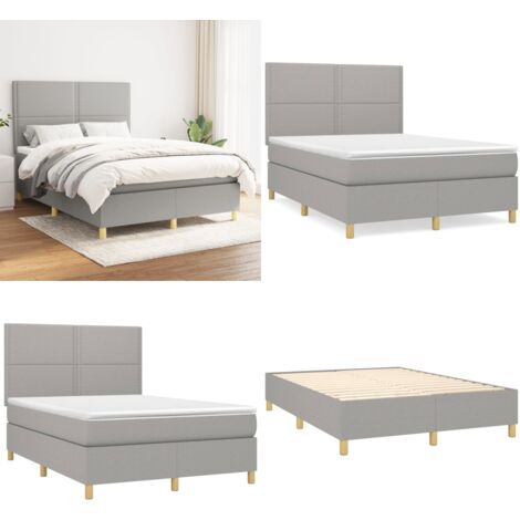 Boxspringbett mit Matratze Hellgrau 140x200 cm Stoff - Boxspringbett - Doppelbett - Bettenrahmen - Schlafsystem - Hellgraues Bett - Home & Living