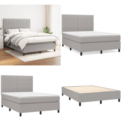 Boxspringbett mit Matratze Hellgrau 140x200 cm Stoff - Boxspringbett - Doppelbett - Bettenrahmen - Schlafsystem - Matratze - Home & Living