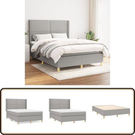Boxspringbett mit Matratze Hellgrau 140x200 cm Stoff - Boxspringbett - Doppelbett - Lattenrost - Bettrahmen - Schlafsystem