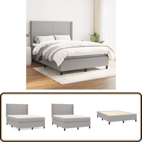 Boxspringbett mit Matratze Hellgrau 140x200 cm Stoff - Boxspringbett - Doppelbett - Lattenrost - Bettrahmen - Schlafsystem