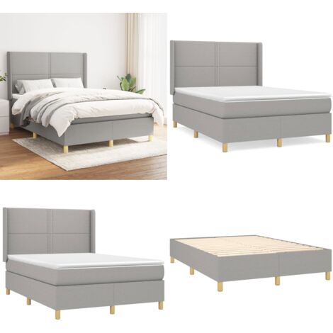 Boxspringbett mit Matratze Hellgrau 140x200 cm Stoff - Boxspringbett - Doppelbett - Lattenrost - Bettrahmen - Schlafsystem - Home & Living