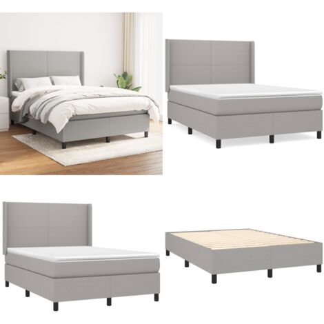 Boxspringbett mit Matratze Hellgrau 140x200 cm Stoff - Boxspringbett - Doppelbett - Lattenrost - Bettrahmen - Schlafsystem - Home & Living