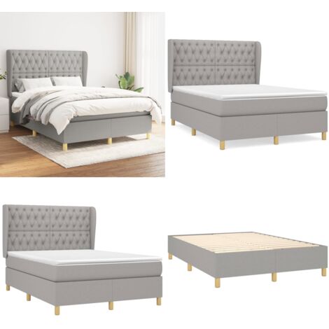 Boxspringbett mit Matratze Hellgrau 140x200 cm Stoff - Boxspringbett - Doppelbett - Lattenrost - Bettrahmen - Schlafsystem - Home & Living