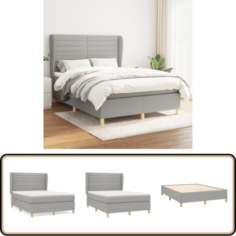 Boxspringbett mit Matratze Hellgrau 140x200 cm Stoff - Boxspringbett - Doppelbett - Lattenrost - Bettsofa - Schlafsystem