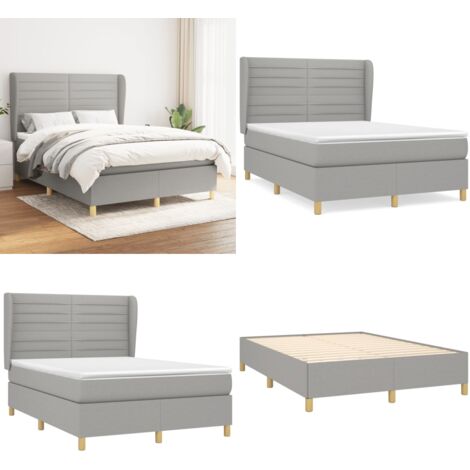 Boxspringbett mit Matratze Hellgrau 140x200 cm Stoff - Boxspringbett - Doppelbett - Lattenrost - Bettsofa - Schlafsystem - Home & Living