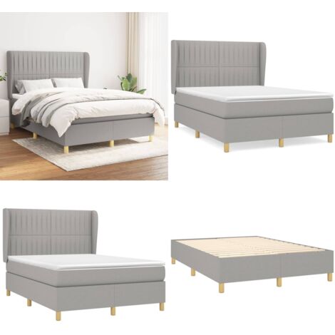 Boxspringbett mit Matratze Hellgrau 140x200 cm Stoff - Boxspringbett - Doppelbett - Lattenrost - Bettsofa - Schlafsystem - Home & Living