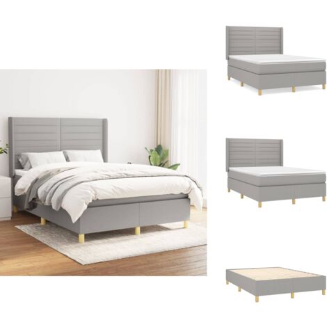 Boxspringbett mit Matratze Hellgrau 140x200 cm Stoff - Boxspringbett - Doppelbett - Schlafraum - Bettenrahmen - Lattenrost