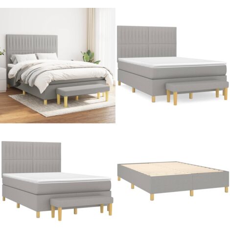 Boxspringbett mit Matratze Hellgrau 140x200 cm Stoff - Boxspringbett - Doppelbett - Schlafraum - Bettenrahmen - Matratze - Home & Living