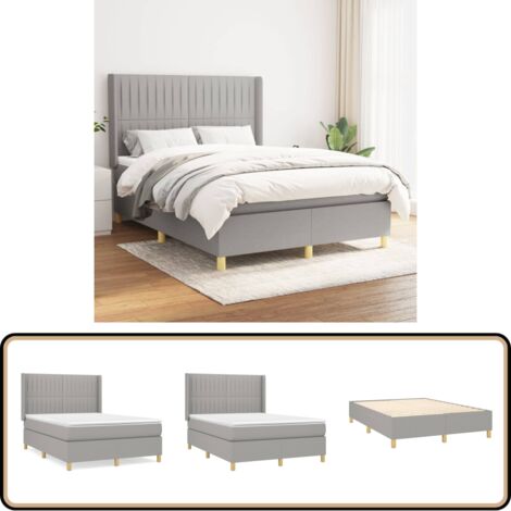 Boxspringbett mit Matratze Hellgrau 140x200 cm Stoff - Boxspringbett - Doppelbett - Schlafsystem - Lattenrost - Bettrahmen