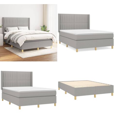 Boxspringbett mit Matratze Hellgrau 140x200 cm Stoff - Boxspringbett - Doppelbett - Schlafsystem - Lattenrost - Bettrahmen - Home & Living