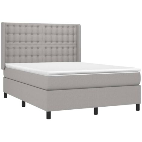 Boxspringbett mit Matratze Hellgrau 140x200 cm Stoff vidaXL