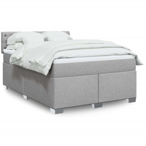 Boxspringbett mit Matratze Hellgrau 140x200 cm Stoff vidaXL