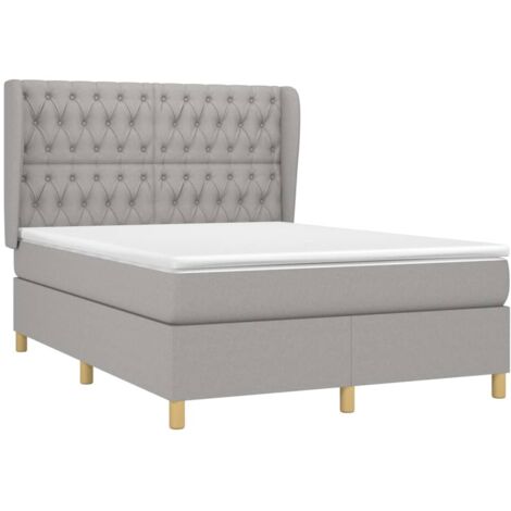 Boxspringbett mit Matratze Hellgrau 140x200 cm Stoff vidaXL