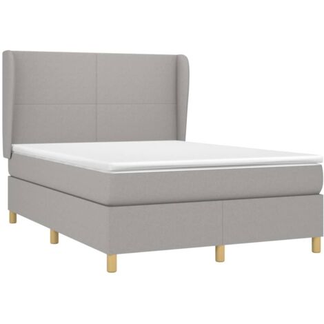 Boxspringbett mit Matratze Hellgrau 140x200 cm Stoff vidaXL
