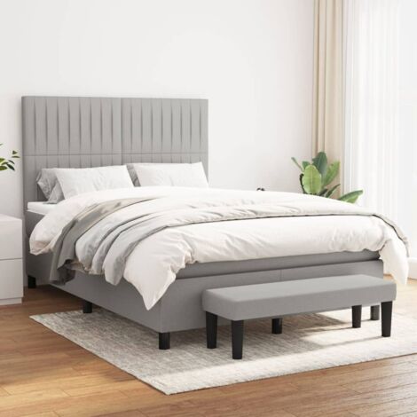 Boxspringbett mit Matratze Hellgrau 140x200 cm Stoff vidaXL