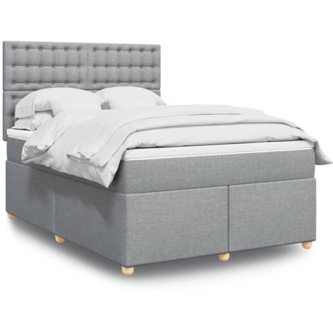 Boxspringbett mit Matratze Hellgrau 140x200 cm Stoff vidaXL