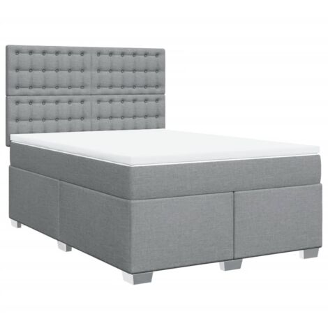 Boxspringbett mit Matratze Hellgrau 140x200 cm Stoff vidaXL