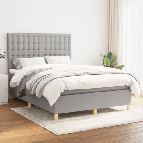 Boxspringbett mit Matratze Hellgrau 140x200 cm Stoff vidaXL