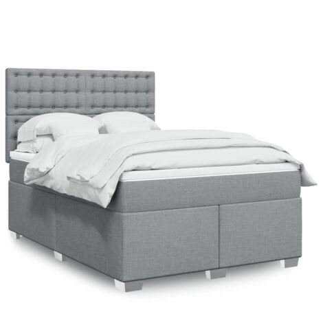 Boxspringbett mit Matratze Hellgrau 140x200 cm Stoff vidaXL