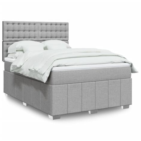 Boxspringbett mit Matratze Hellgrau 140x200 cm Stoff vidaXL