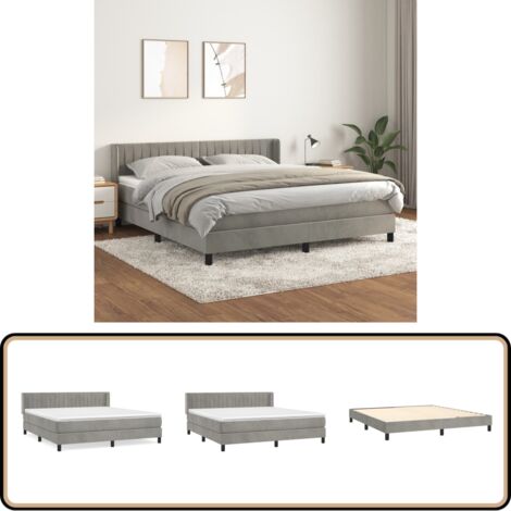 Boxspringbett mit Matratze Hellgrau 160x200 cm Samt - Samtbett - Boxspringbett - Doppelbett - Bettenrahmen - Luxusbett