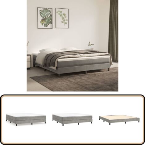 Boxspringbett mit Matratze Hellgrau 160x200 cm Samt - Samtbett - Boxspringbett - Doppelbett - Schlafzimmermöbel - Luxusbett